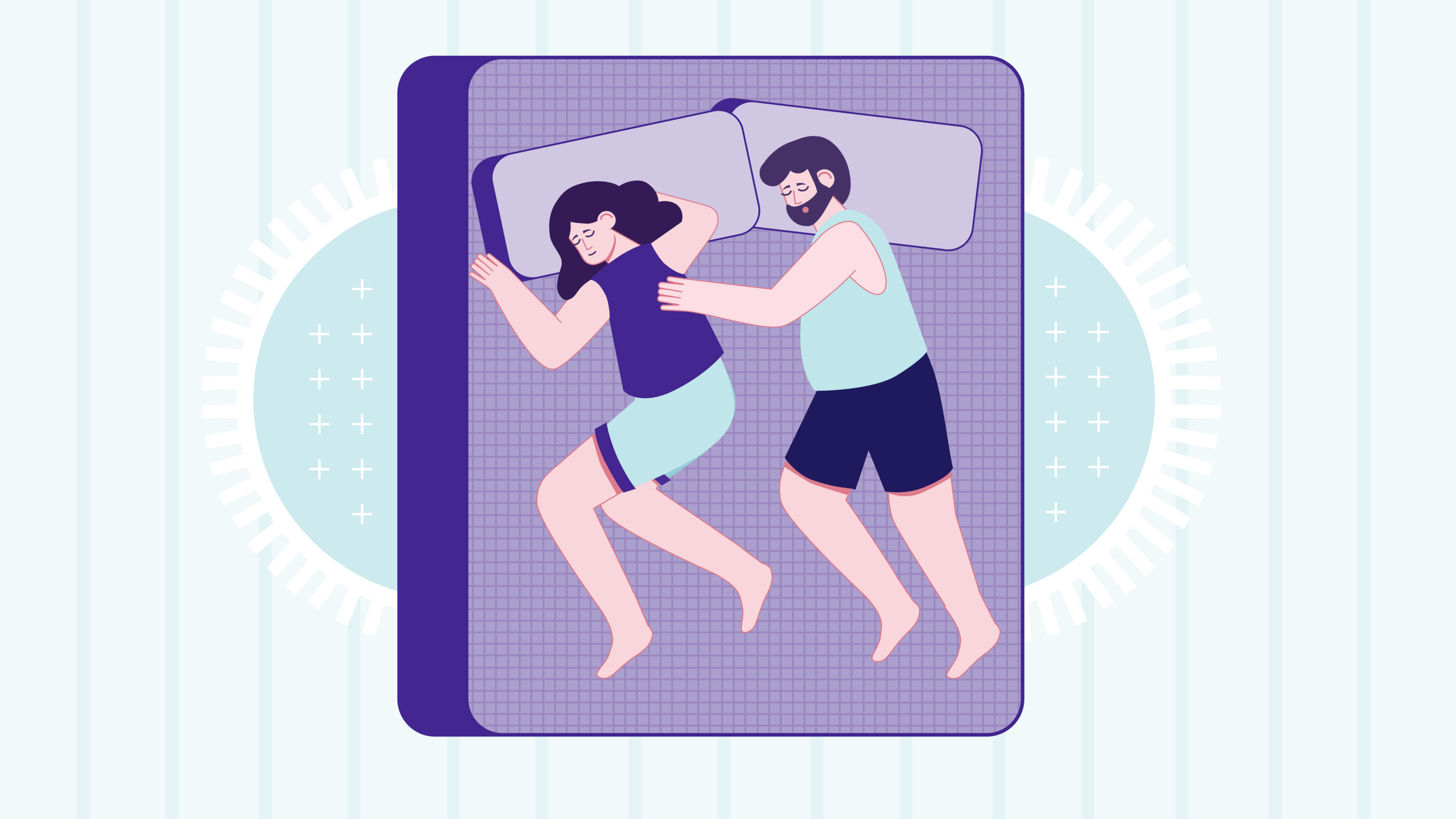 man in woman in chasing spoon sleep position